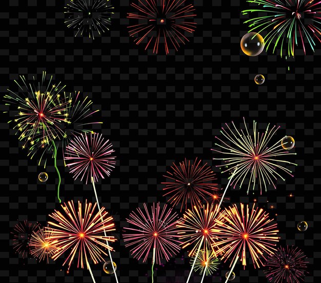 FrameColorful_Firecrackers_Explode_in_Sequence_Highlighting_the_Frame_Neon_Bubbles_Rise_and_Pop_G