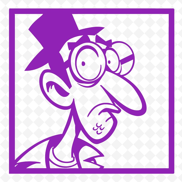 PSD framed black and white cartoon art with satirical theme insp png outline flat illustration designs
