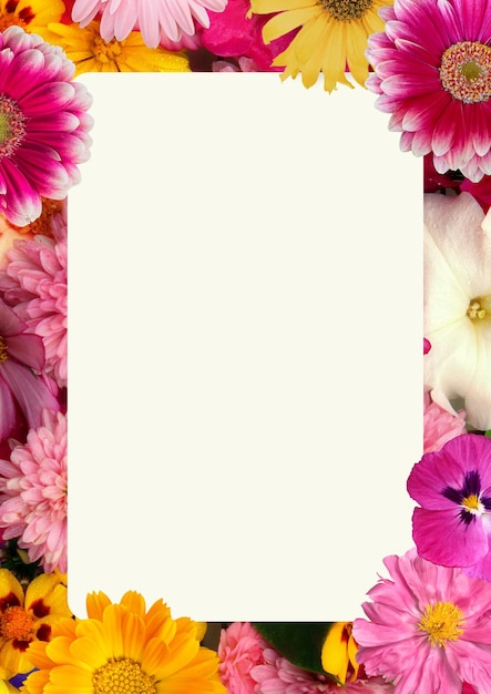 PSD a framed picture of flowers with the words spring