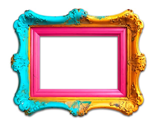 A framed picture of a frame with a blue and pink border psd