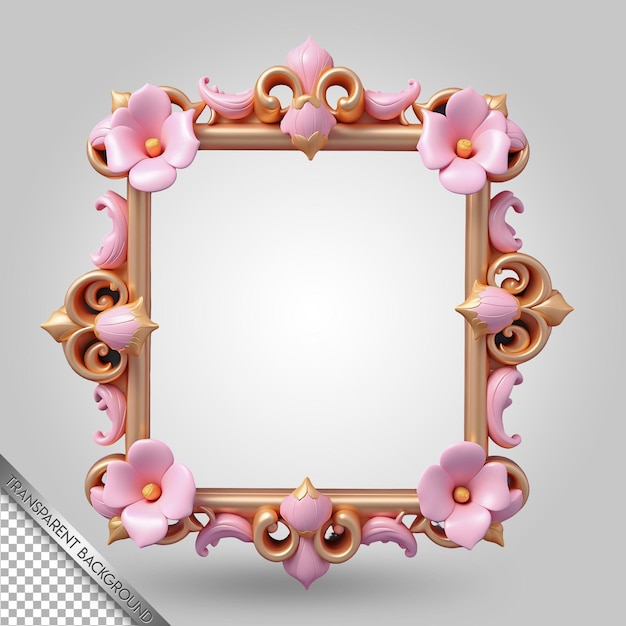 PSD a framed picture of a pink flower with a frame that says pink flowers