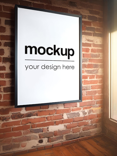 Framed poster mockup interior render illustration contemporary artwork showcase