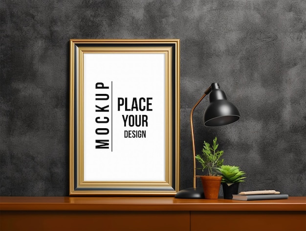 Framed poster on a wall mockup