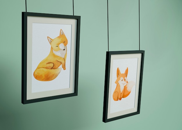 PSD frames hanging with fox draw