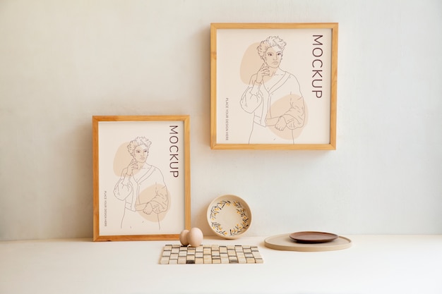 frames mock-up with interior decor elements