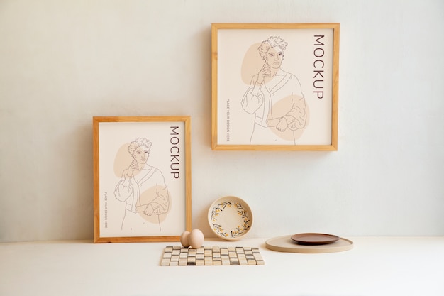 PSD frames mock-up with interior decor elements