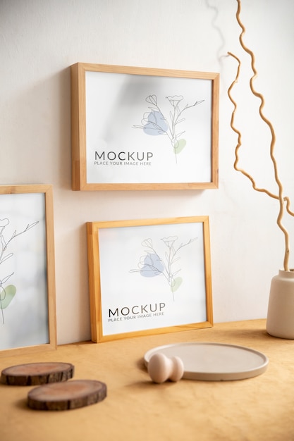 Frames mock-up with interior decor elements