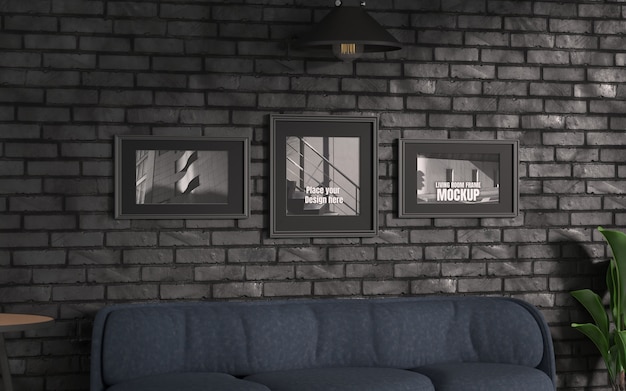 PSD frames mockup in de woonkamer