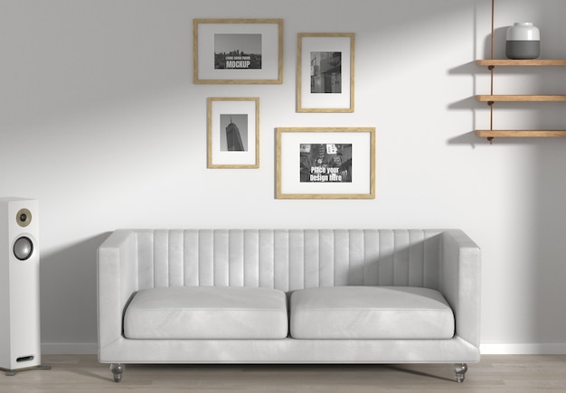 PSD frames mockup in living room