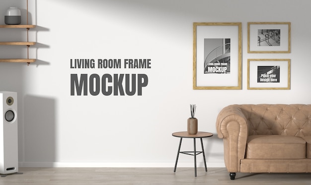 PSD frames mockup in living room