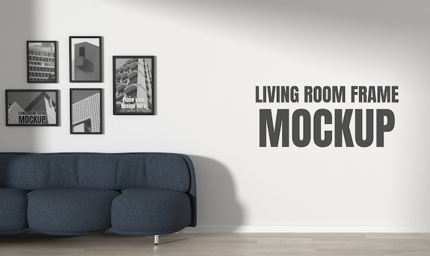 PSD frames mockup in living room