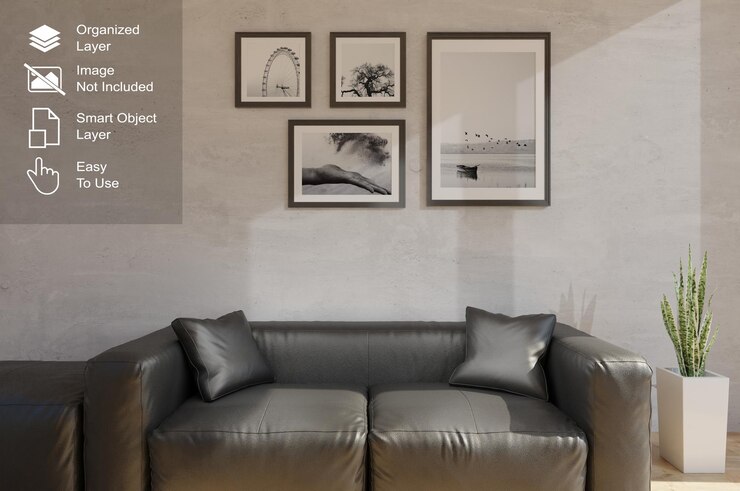 PSD frames mockup living room