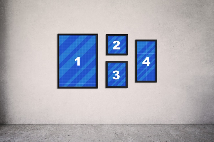 PSD frames on wall mockup