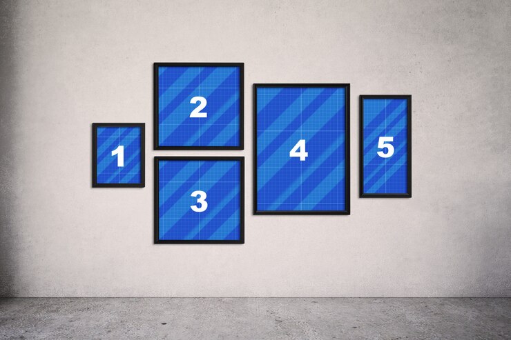 PSD frames on wall mockup