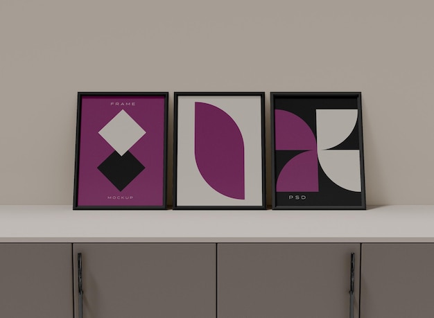 Frames with decorative items mockup