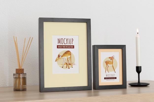 PSD frames with ornamental elements mockup