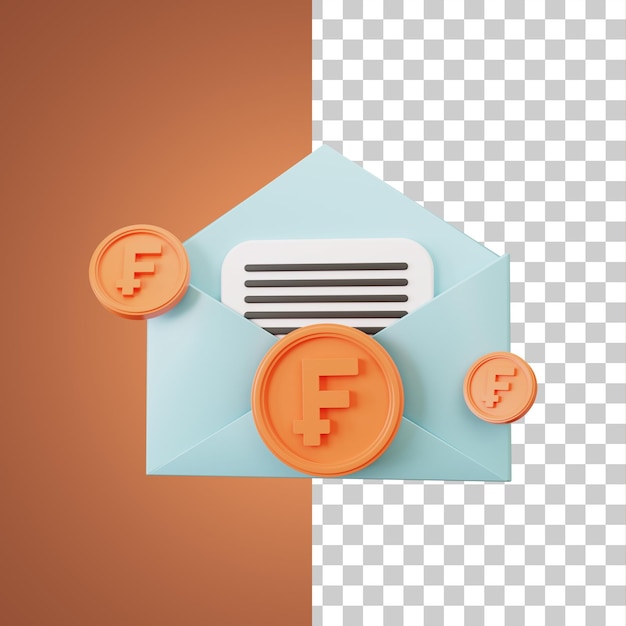 Franc finance mail icon 3d illustration