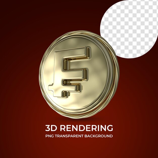 Franc valutasymbool 3d-rendering geïsoleerde transparante background