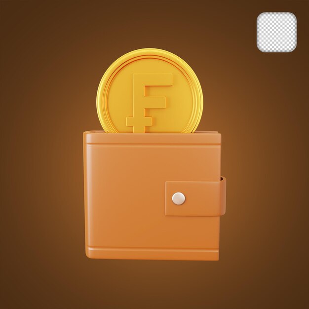 PSD franc wallet 3d illustration