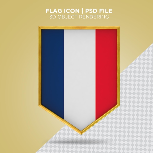 France flag 3d gold frame floating India realistic