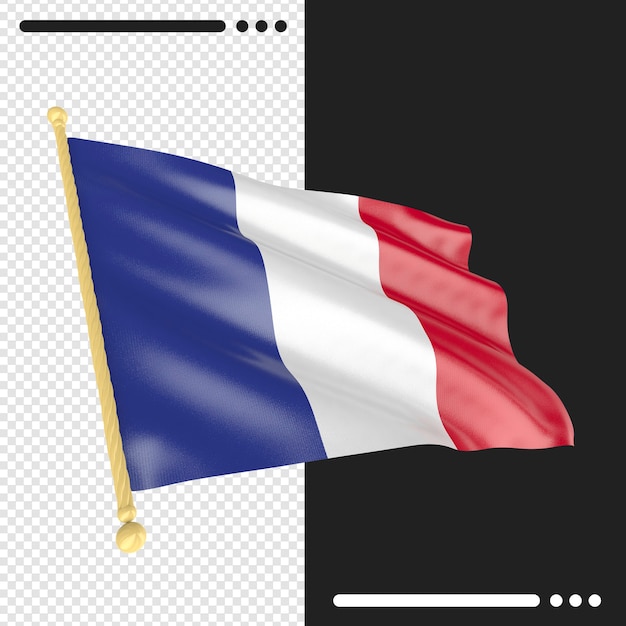 Bandiera della francia rendering 3d isolato