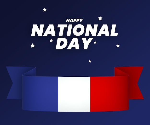 France flag element design national independence day banner ribbon psd