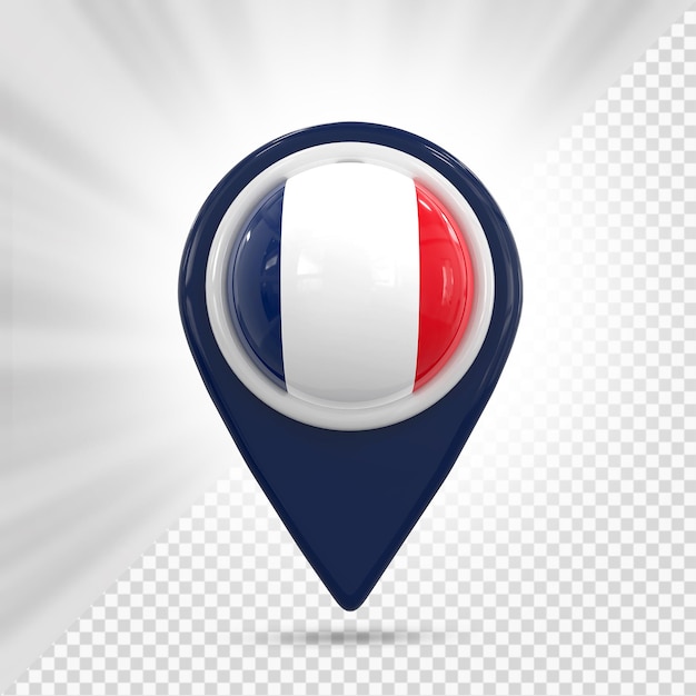 France flag pin map 3d