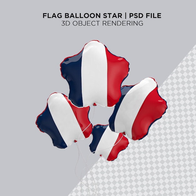 PSD francja flaga 3d balon cztery pływające flagi francji realistyczne renderowanie folii