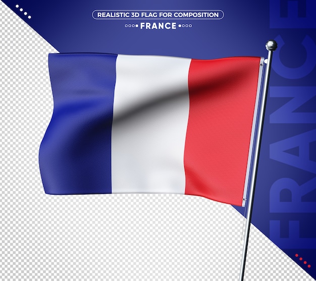 PSD francja realistyczne renderowanie 3d teksturowanej flagi