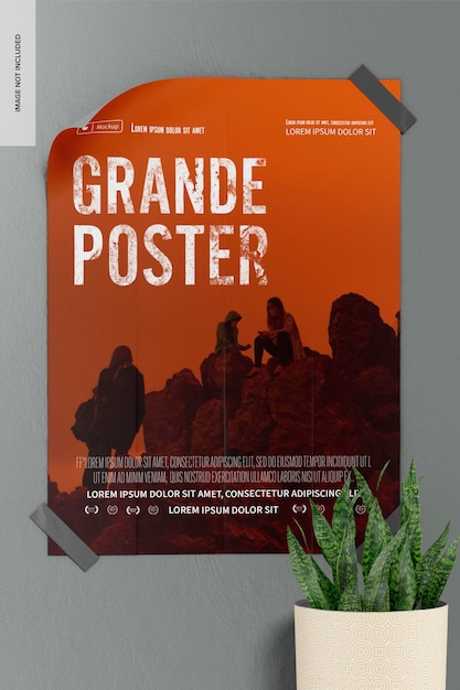 PSD francuski plakat grande z makietą doniczki