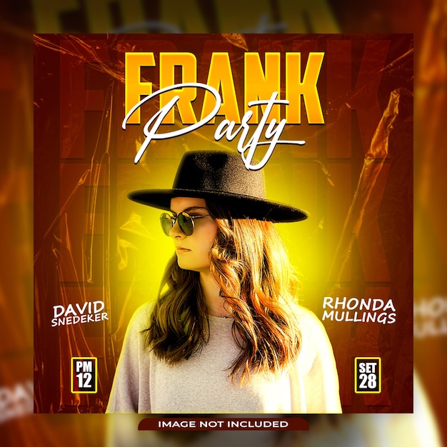 PSD frank dj party ulotka post w mediach społecznościowych i baner internetowy