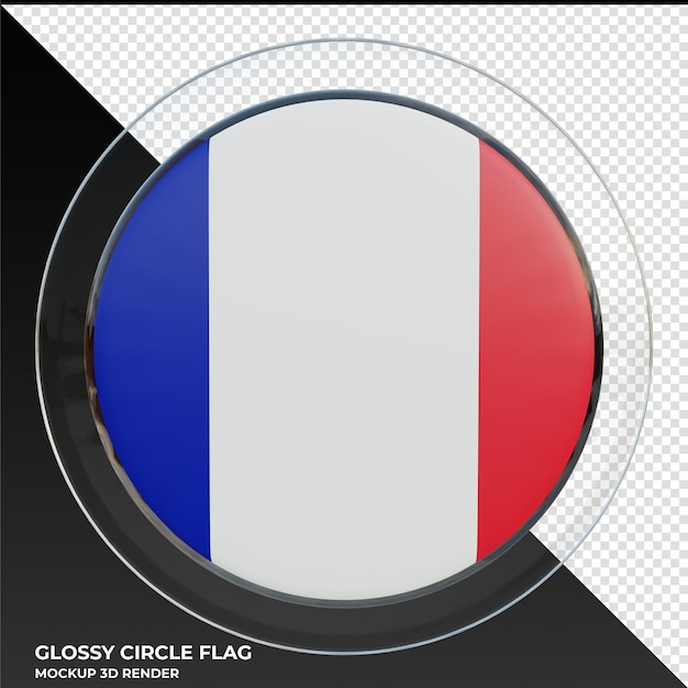 PSD frankrijk realistische 3d getextureerde glanzende cirkel vlag