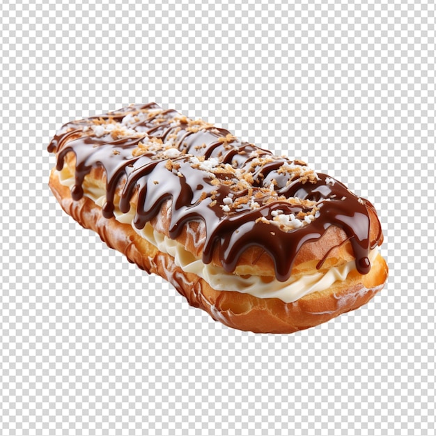 PSD frans vers dessert eclair met karamel geïsoleerde transparante achtergrond