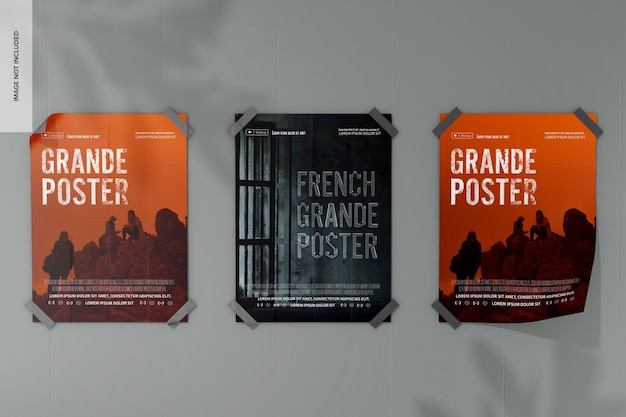 Franse grande posters mockup, vooraanzicht