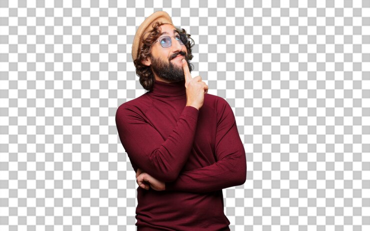 PSD franse kunstenaar met een baret denken