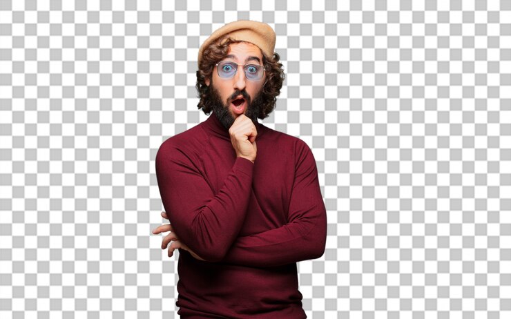 PSD franse kunstenaar met een baret denken