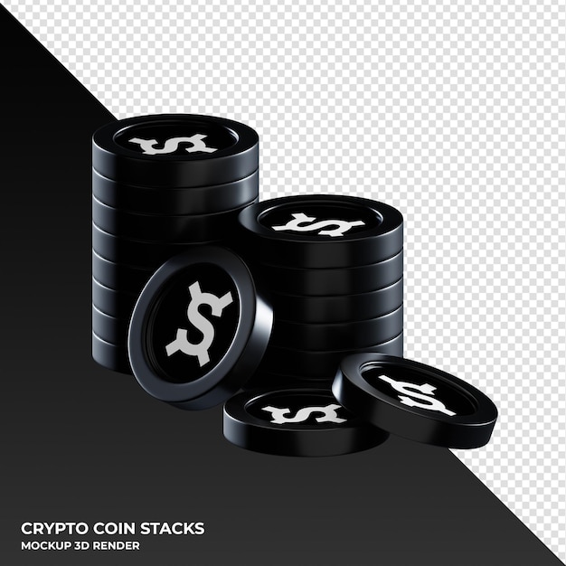 La moneta frax share fxs impila l'illustrazione del rendering 3d della criptovaluta