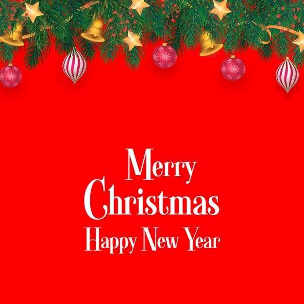 Premium PSD Free 2024 christmas post with realistic baubles