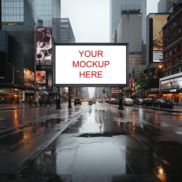 PSD free billboard in busy roads new york city busy roads big billboard mockup