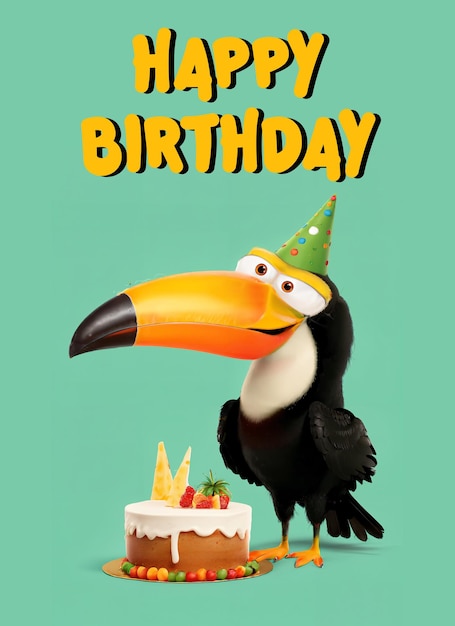 PSD biglietto di compleanno gratuito cute bird for kids