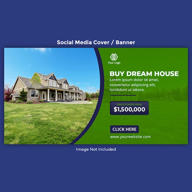 PSD 무료 비즈니스 부동산 주택 판매 웹 배너 및 주택 부동산 수평 커버 템플릿