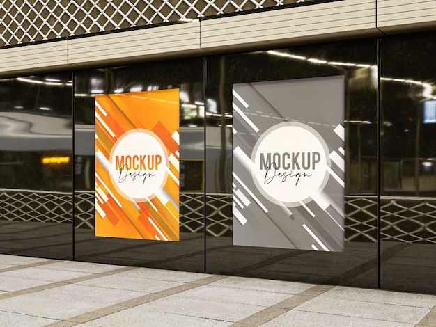 Free city light poster mockup