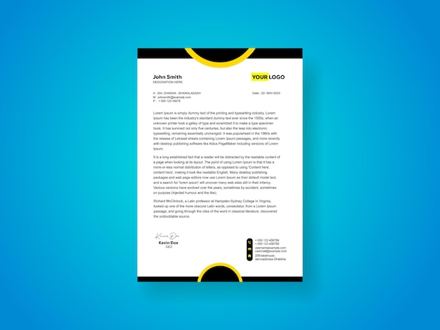 free corporate online editable modern letterhead template design for print and stationary