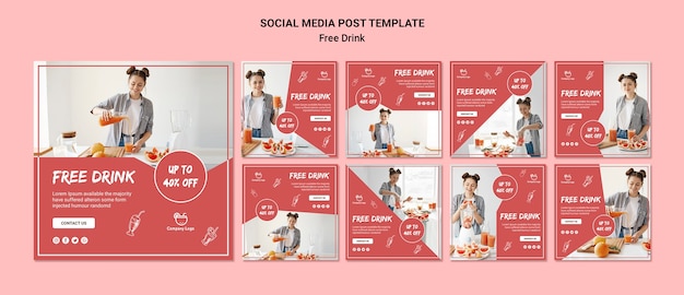 PSD free drink social media post