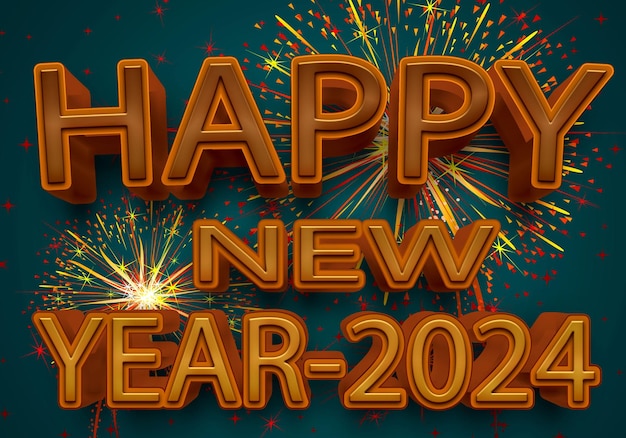 PSD free editable text happy new year 2024 text style effect