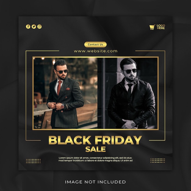 PSD modello di banner per social media per vendita di moda gratuita del black friday