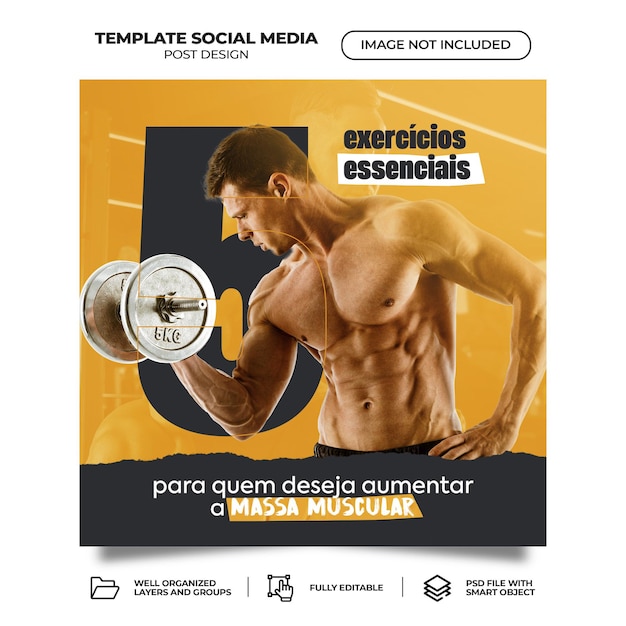 PSD collezione gratuita di post sui social media di fitness brazil