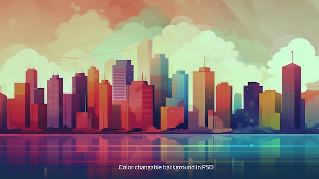 PSD Бесплатный flat color abstract city hd фон в psd