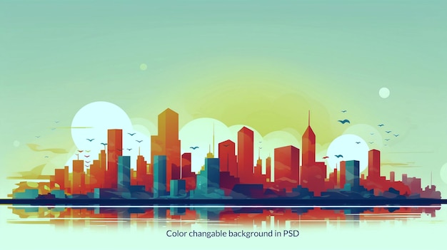 PSD free flat color abstract city hd sfondi in psd