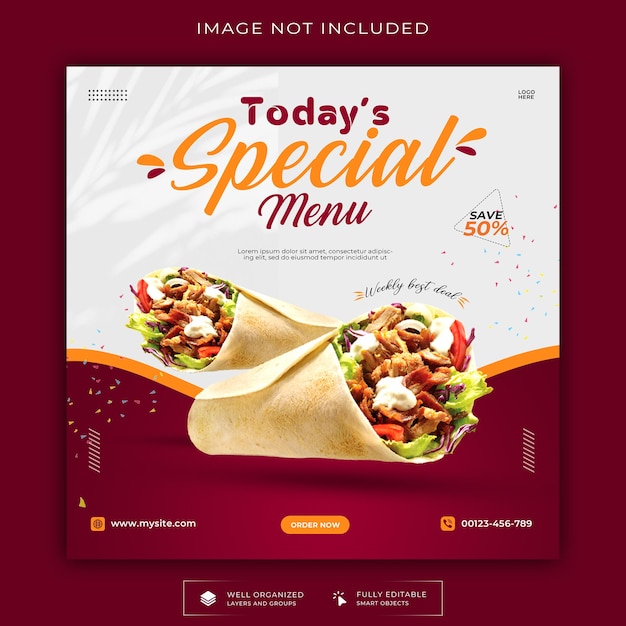 PSD social media alimentari gratuiti e design di banner per il menu del tuo ristorante